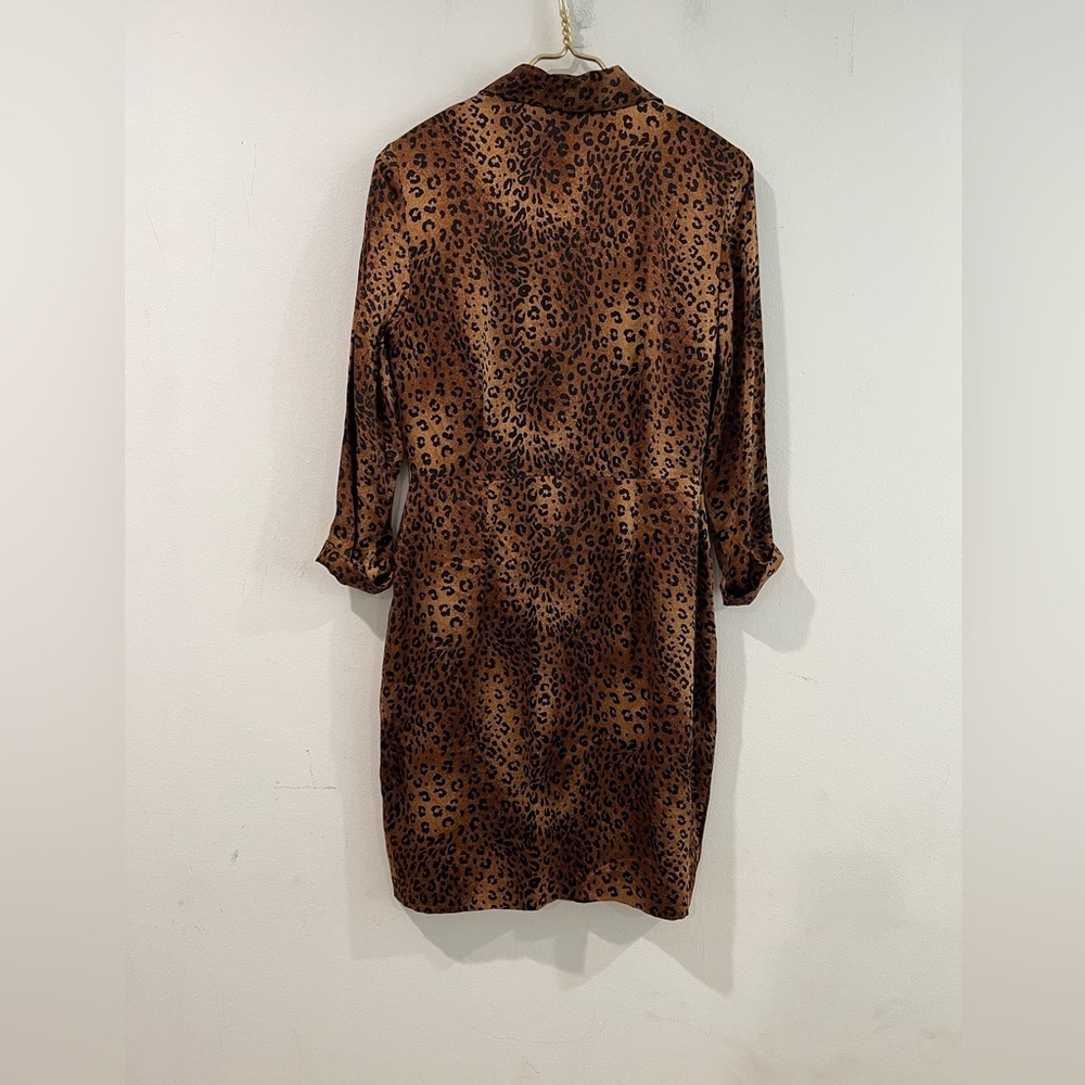 Y L BY YAIR VTG long sleeve dress 100% SILK line of leopard print Sz 12 - Picture 3 of 6